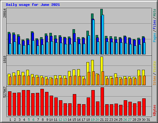 Daily usage for June 2021