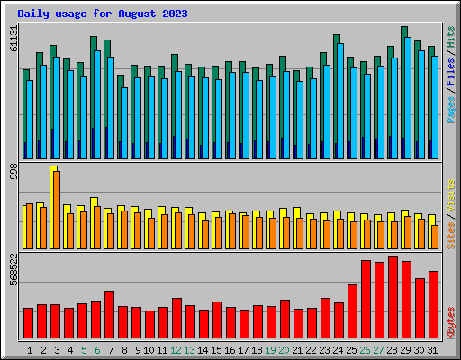 Daily usage for August 2023