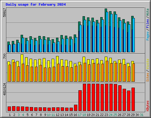 Daily usage for February 2024