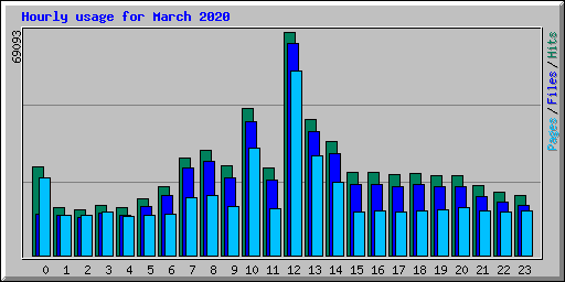 Hourly usage for March 2020